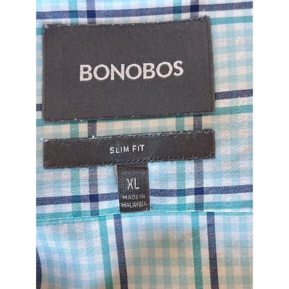 BONOBOS Long Sleeve Button Down Shirt Mens XL Long Slim Fit 100% Cotton Plaid - Picture 3 of 4